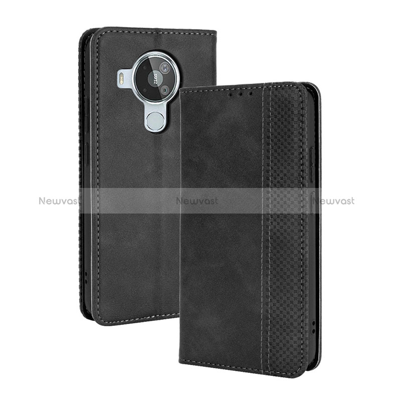 Leather Case Stands Flip Cover Holder BY4 for Nokia 7.3 Black