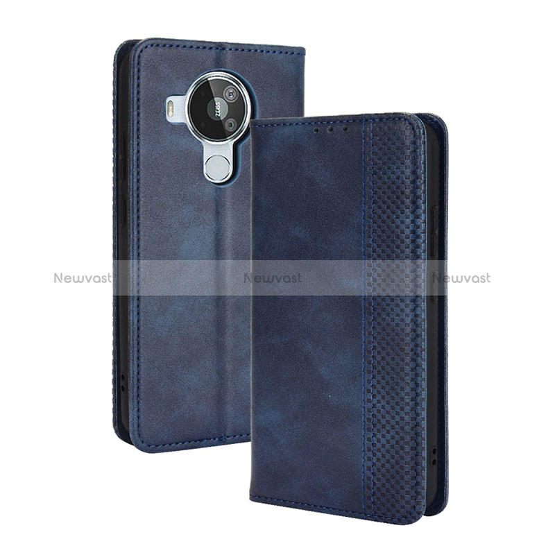 Leather Case Stands Flip Cover Holder BY4 for Nokia 7.3 Blue