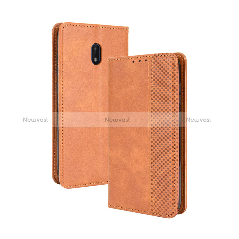 Leather Case Stands Flip Cover Holder BY4 for Nokia C01 Plus Brown