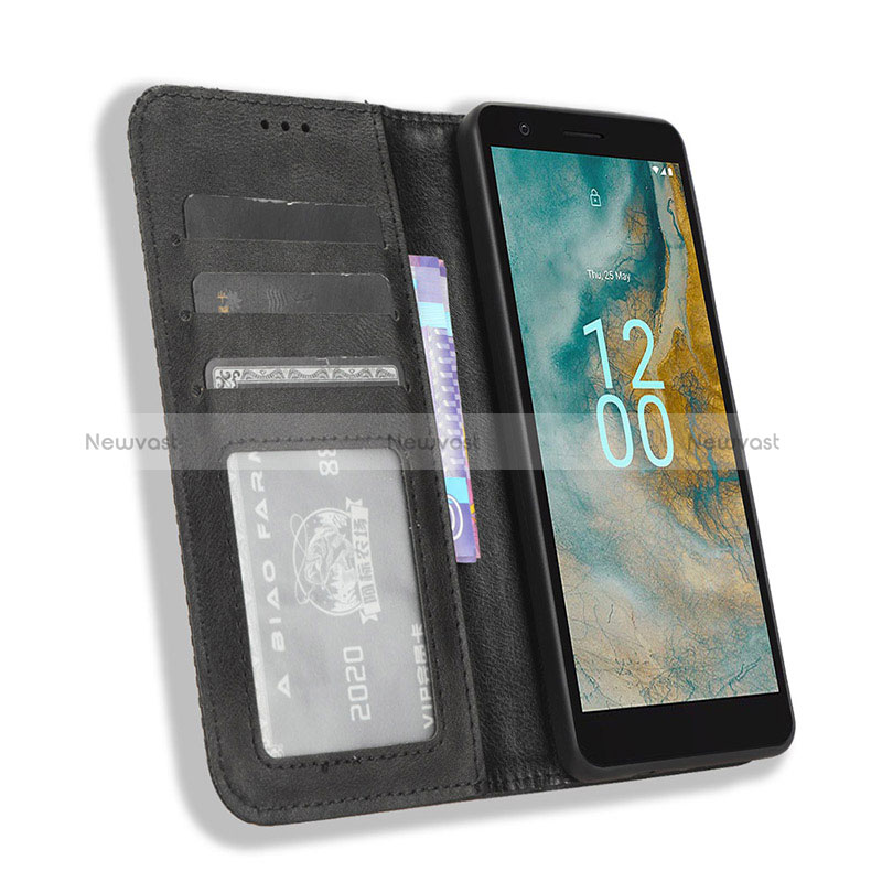 Leather Case Stands Flip Cover Holder BY4 for Nokia C02