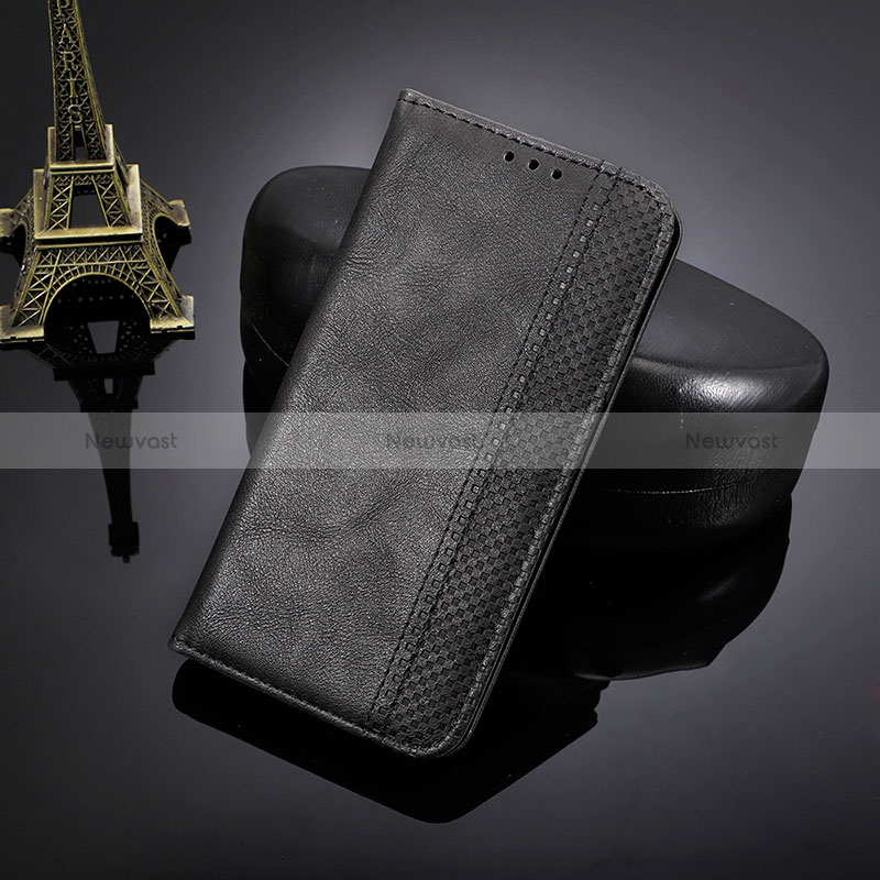 Leather Case Stands Flip Cover Holder BY4 for Nokia C10 Black