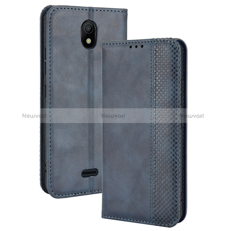 Leather Case Stands Flip Cover Holder BY4 for Nokia C100 Blue