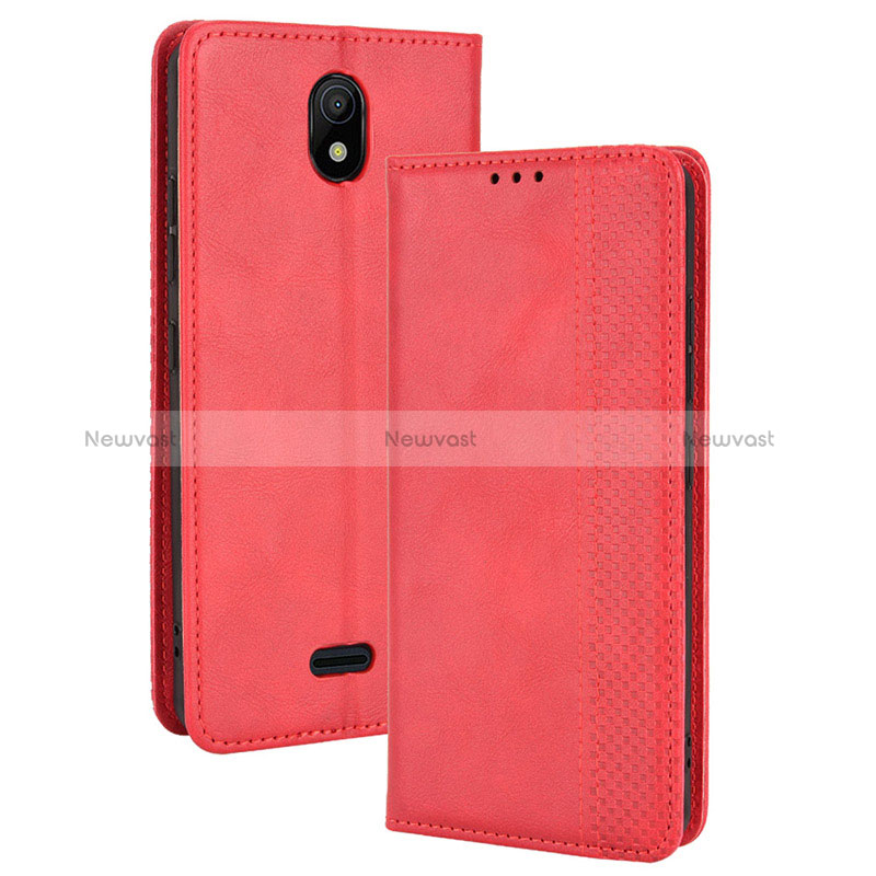 Leather Case Stands Flip Cover Holder BY4 for Nokia C100 Red