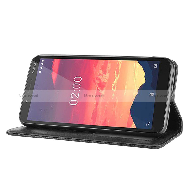 Leather Case Stands Flip Cover Holder BY4 for Nokia C2