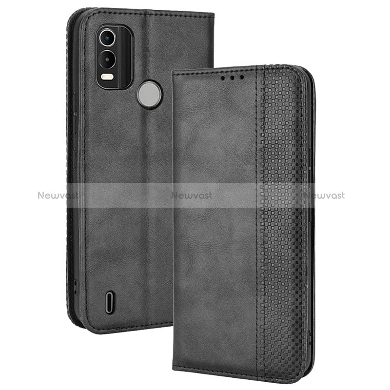 Leather Case Stands Flip Cover Holder BY4 for Nokia C21 Plus Black