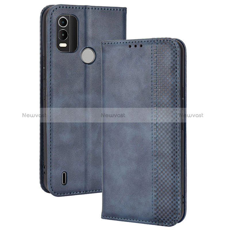 Leather Case Stands Flip Cover Holder BY4 for Nokia C21 Plus Blue