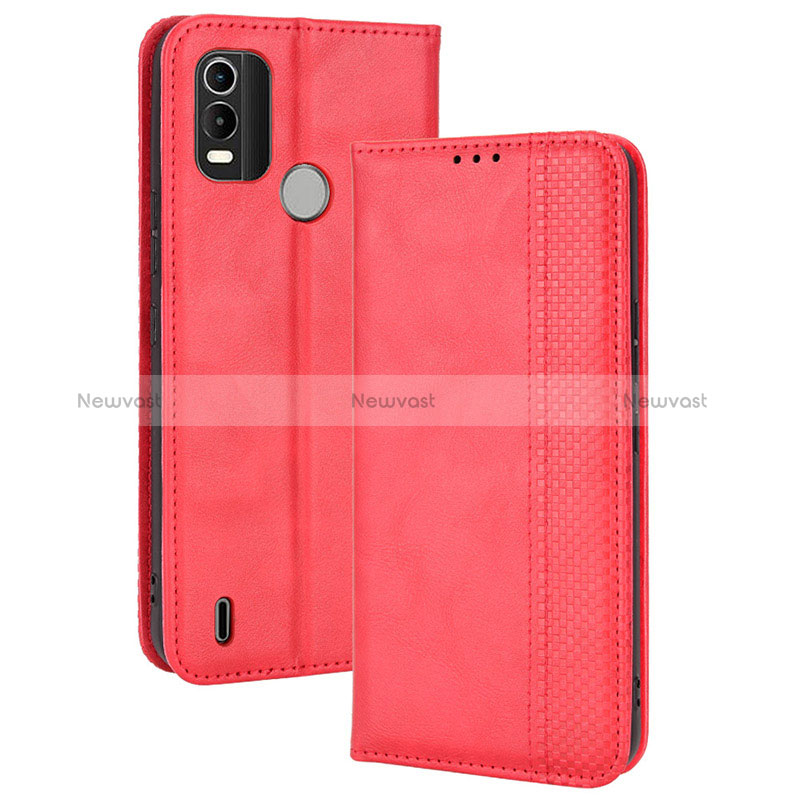 Leather Case Stands Flip Cover Holder BY4 for Nokia C21 Plus Red