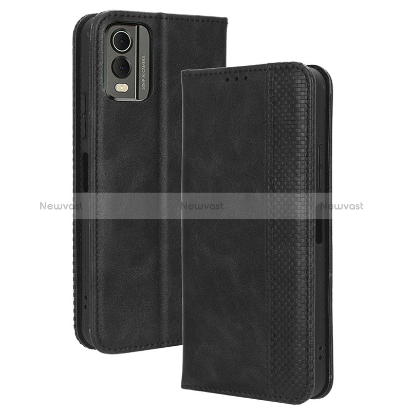 Leather Case Stands Flip Cover Holder BY4 for Nokia C210 Black