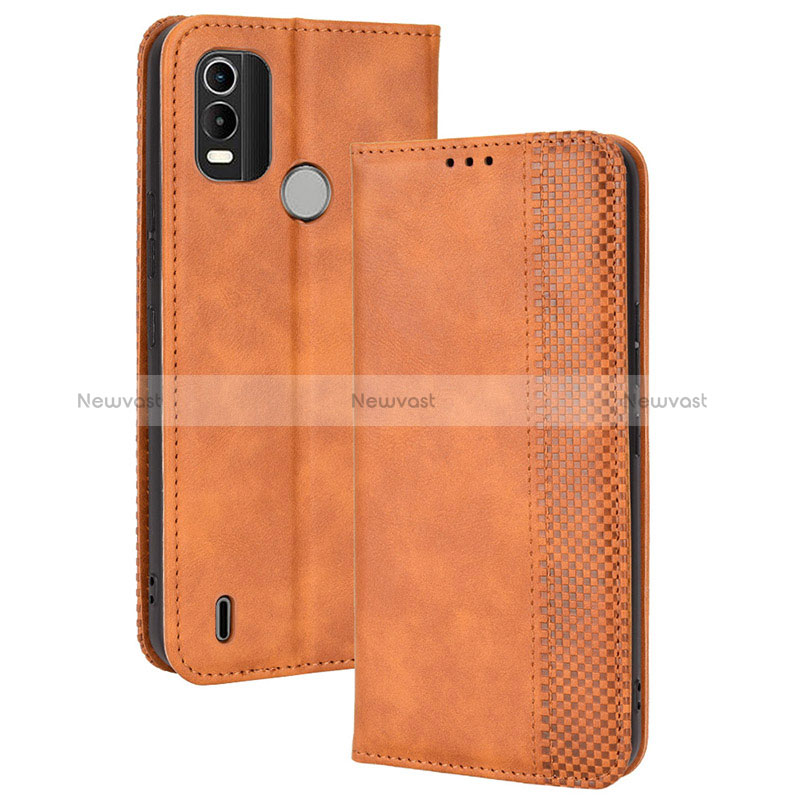 Leather Case Stands Flip Cover Holder BY4 for Nokia G11 Plus Brown