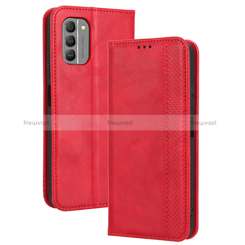 Leather Case Stands Flip Cover Holder BY4 for Nokia G400 5G Red