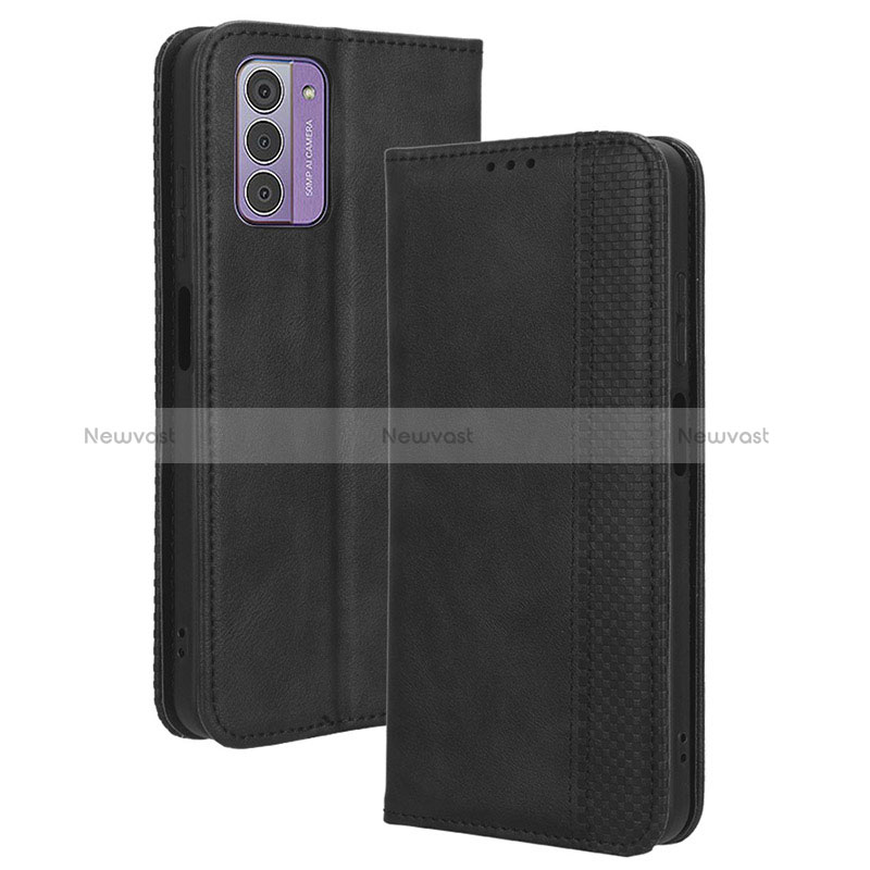 Leather Case Stands Flip Cover Holder BY4 for Nokia G42 5G Black