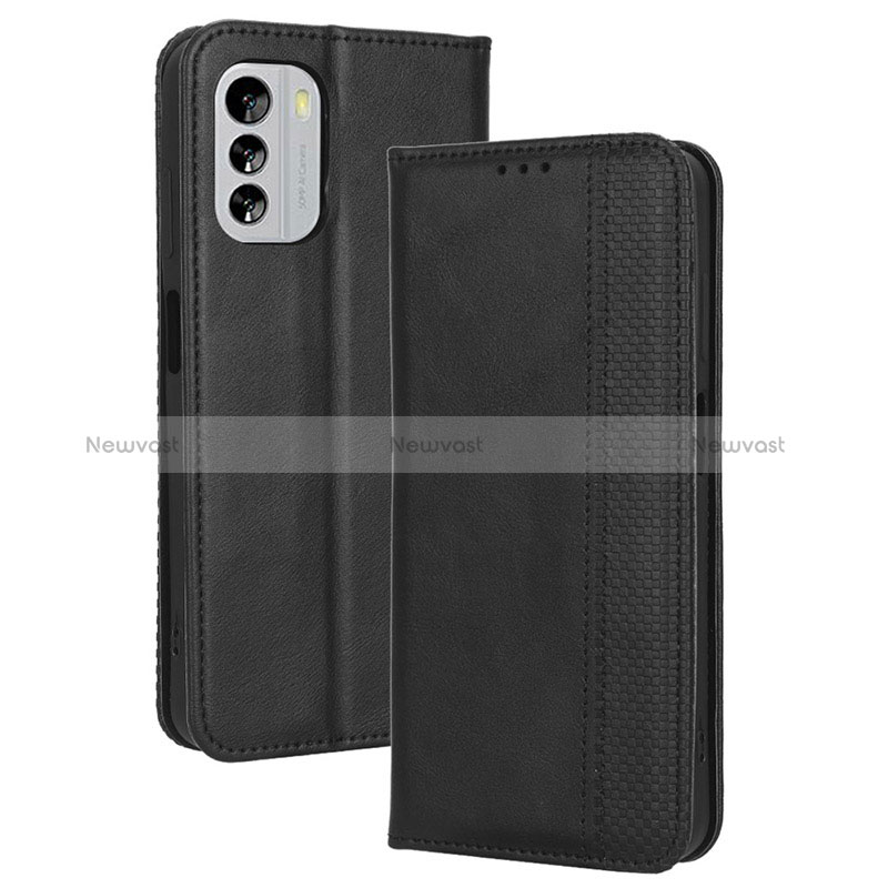 Leather Case Stands Flip Cover Holder BY4 for Nokia G60 5G Black