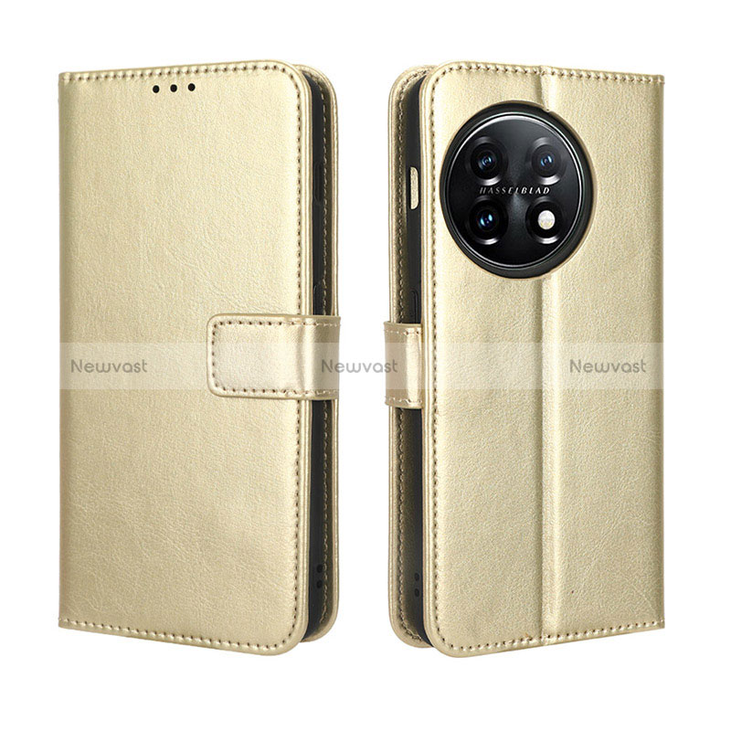 Leather Case Stands Flip Cover Holder BY4 for OnePlus 11R 5G Gold