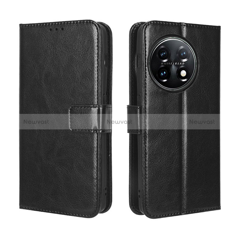 Leather Case Stands Flip Cover Holder BY4 for OnePlus Ace 2 Pro 5G Black