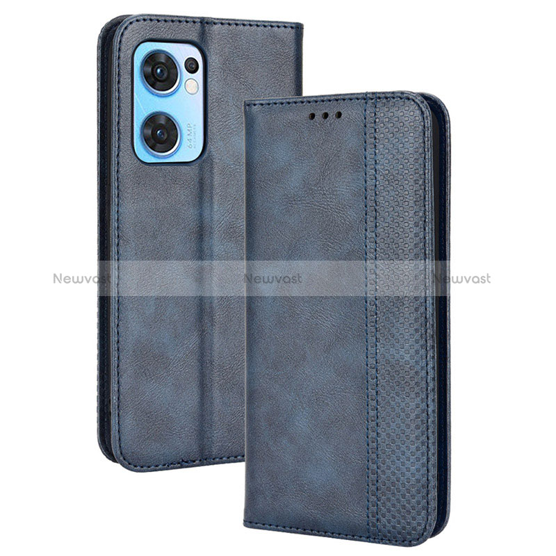 Leather Case Stands Flip Cover Holder BY4 for OnePlus Nord CE 2 5G Blue