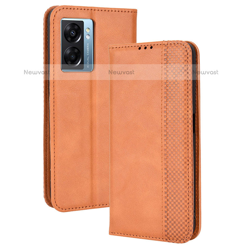 Leather Case Stands Flip Cover Holder BY4 for OnePlus Nord N300 5G Brown