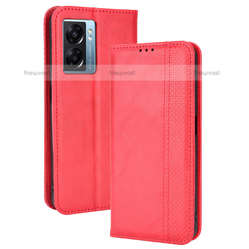 Leather Case Stands Flip Cover Holder BY4 for OnePlus Nord N300 5G Red