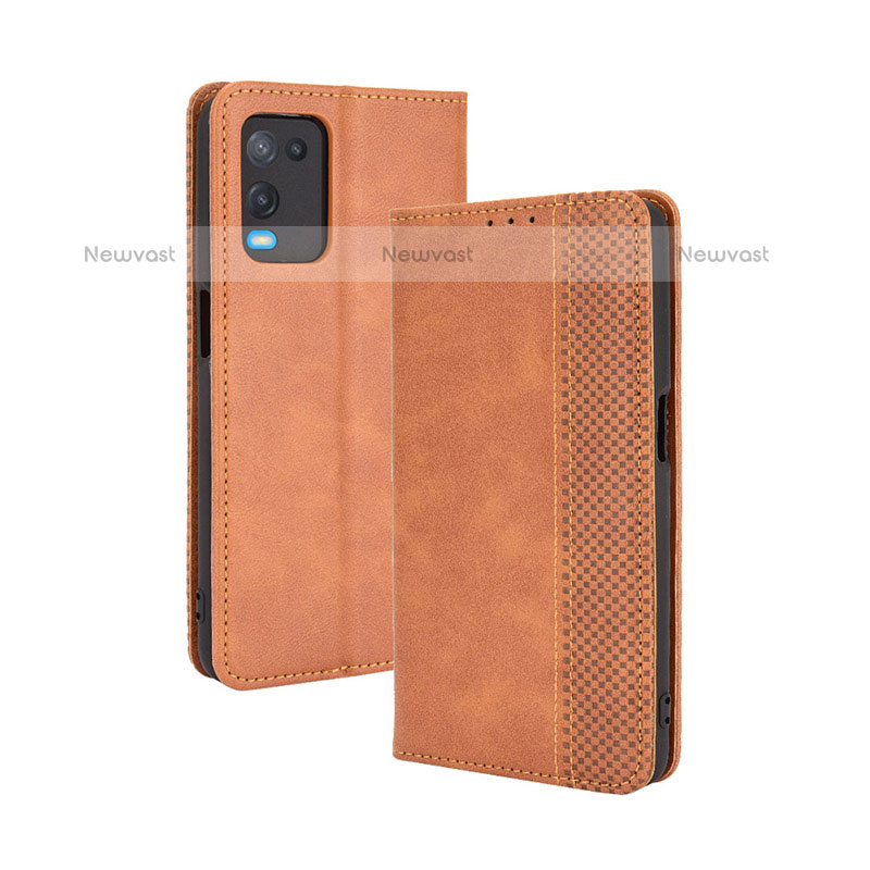 Leather Case Stands Flip Cover Holder BY4 for Oppo A54 4G