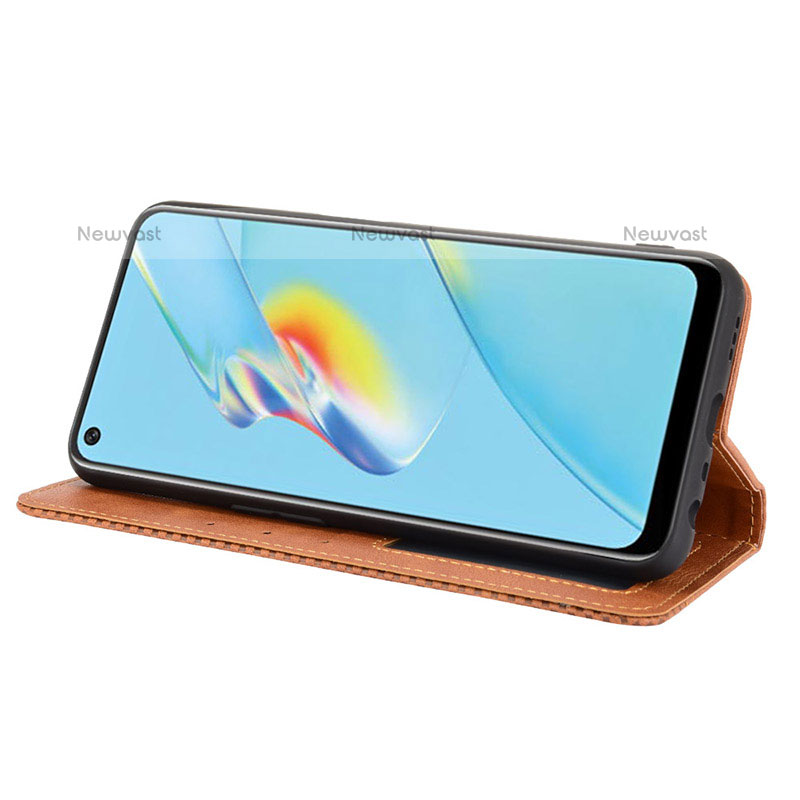 Leather Case Stands Flip Cover Holder BY4 for Oppo A54 4G