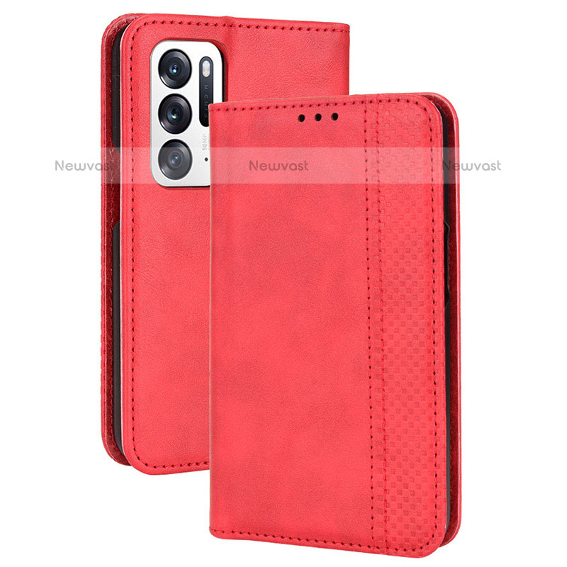 Leather Case Stands Flip Cover Holder BY4 for Oppo Find N 5G Red