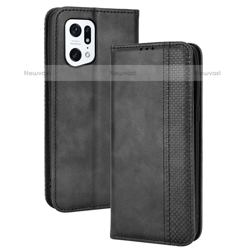 Leather Case Stands Flip Cover Holder BY4 for Oppo Find X5 Pro 5G