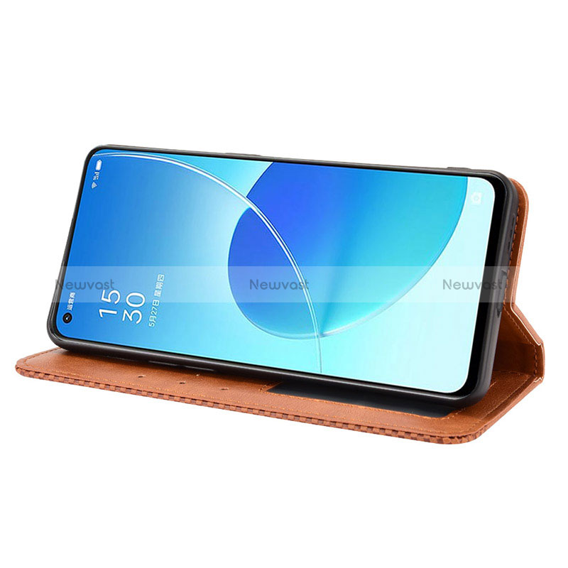 Leather Case Stands Flip Cover Holder BY4 for Oppo Reno6 5G