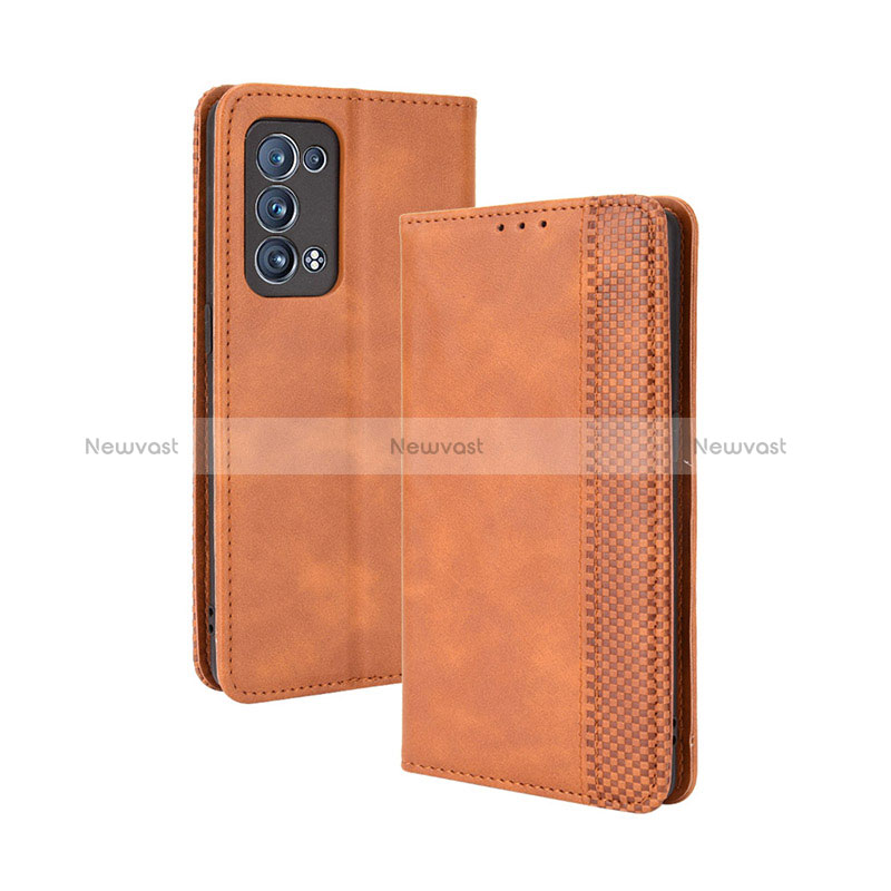 Leather Case Stands Flip Cover Holder BY4 for Oppo Reno6 Pro+ Plus 5G