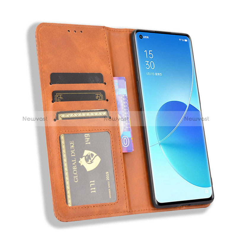 Leather Case Stands Flip Cover Holder BY4 for Oppo Reno6 Pro+ Plus 5G