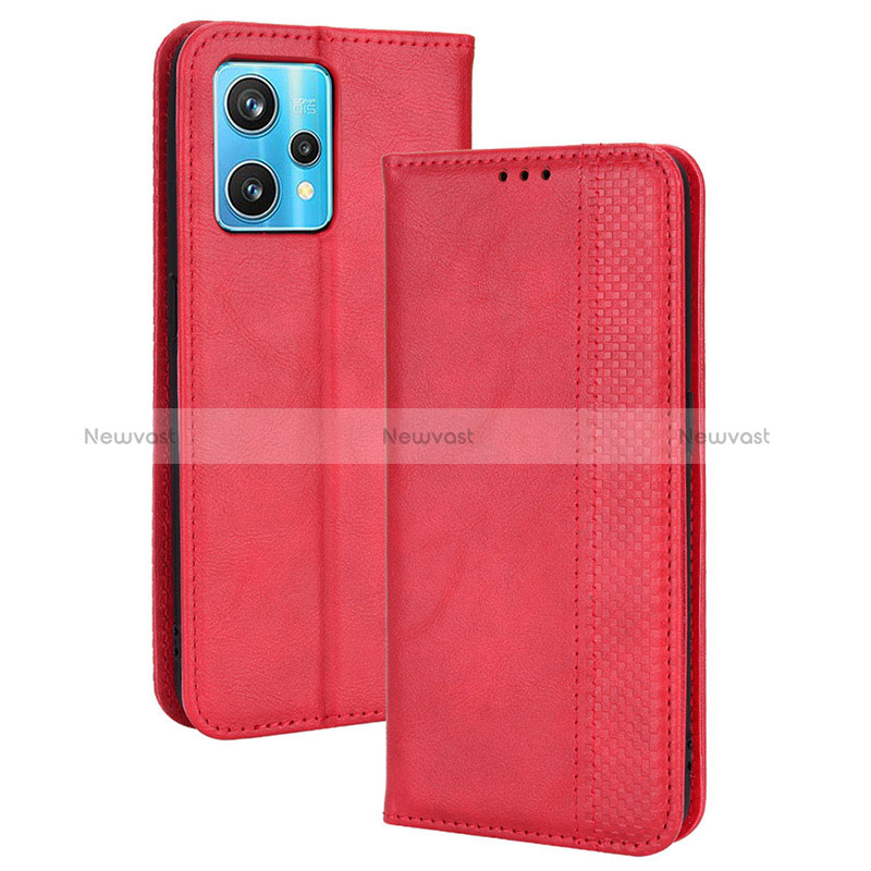 Leather Case Stands Flip Cover Holder BY4 for Realme 9 5G Red