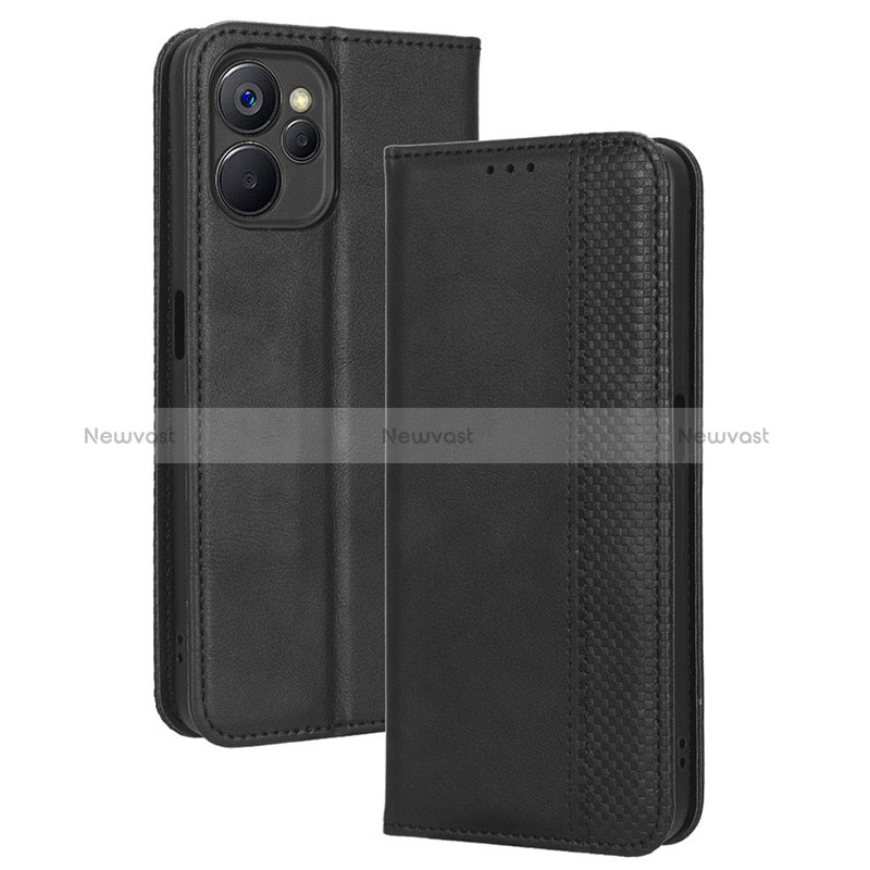 Leather Case Stands Flip Cover Holder BY4 for Realme 9i 5G Black