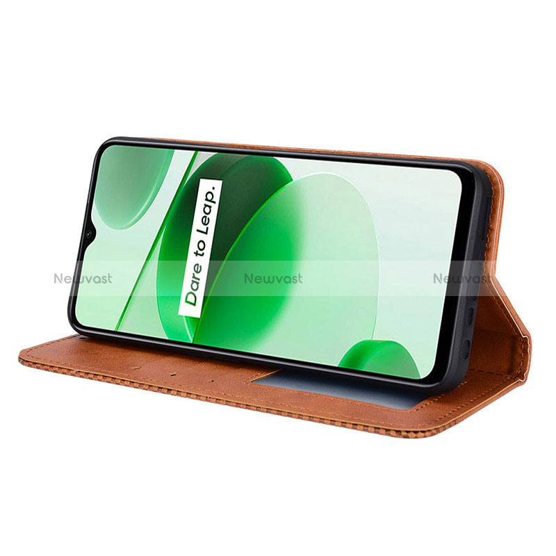 Leather Case Stands Flip Cover Holder BY4 for Realme C35