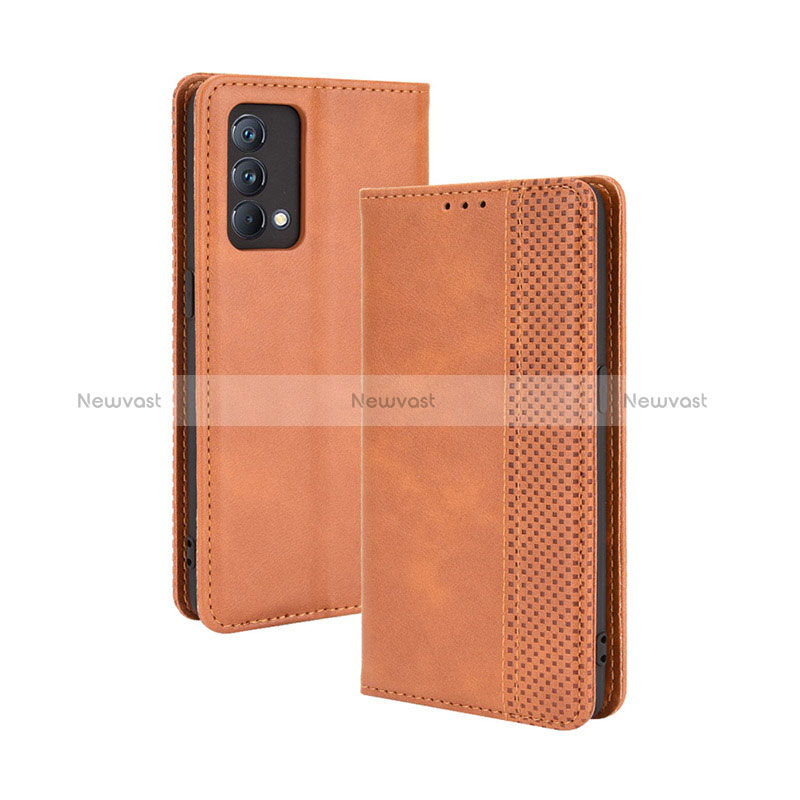 Leather Case Stands Flip Cover Holder BY4 for Realme GT Master 5G Brown