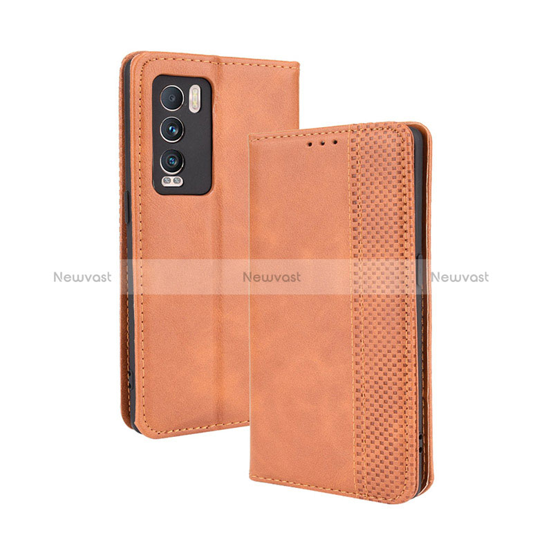 Leather Case Stands Flip Cover Holder BY4 for Realme GT Master Explorer 5G Brown