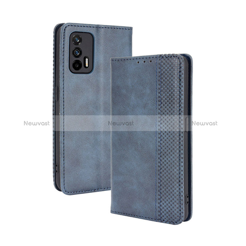 Leather Case Stands Flip Cover Holder BY4 for Realme GT Neo 2T 5G Blue