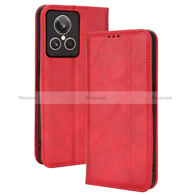 Leather Case Stands Flip Cover Holder BY4 for Realme GT2 Master Explorer Red