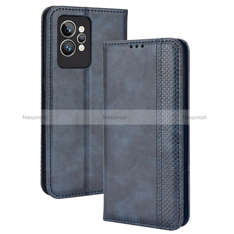 Leather Case Stands Flip Cover Holder BY4 for Realme GT2 Pro 5G Blue