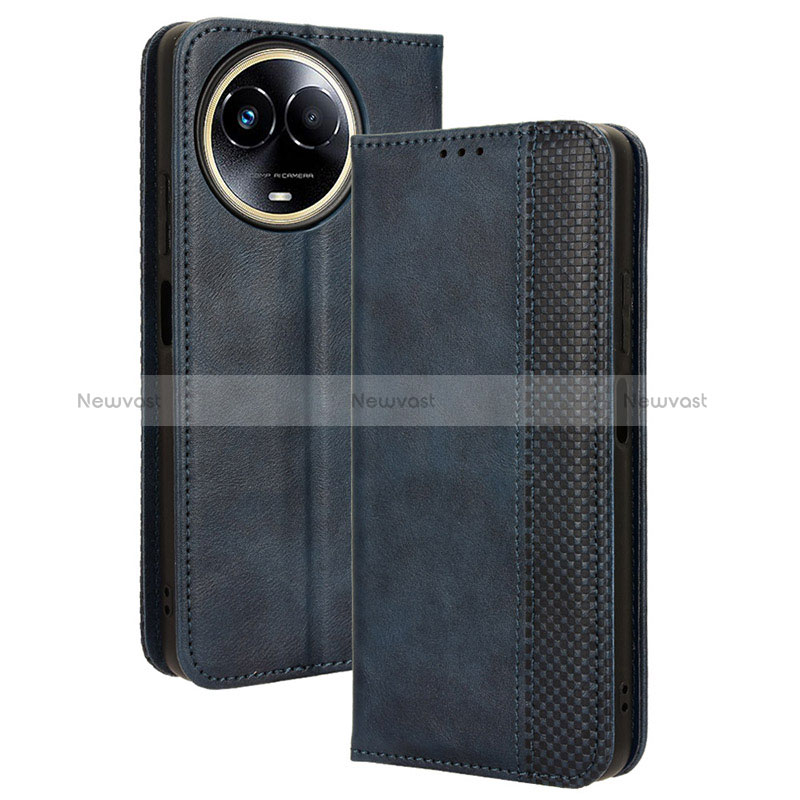 Leather Case Stands Flip Cover Holder BY4 for Realme V50 5G Blue