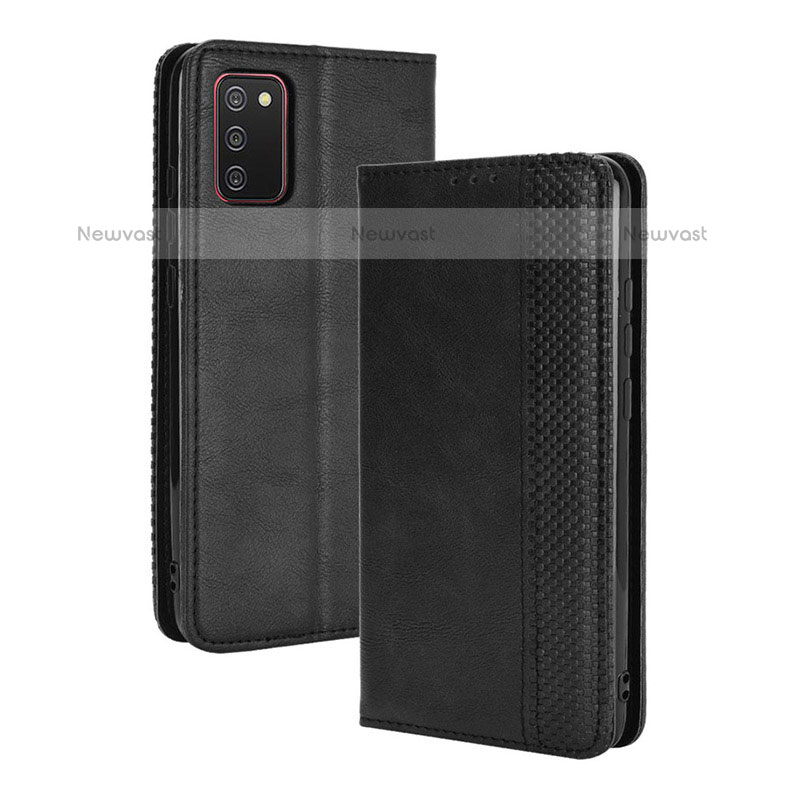 Leather Case Stands Flip Cover Holder BY4 for Samsung Galaxy A02s Black