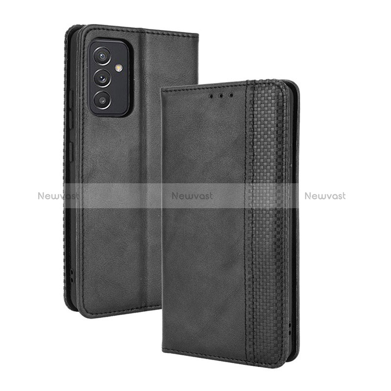 Leather Case Stands Flip Cover Holder BY4 for Samsung Galaxy A15 4G Black