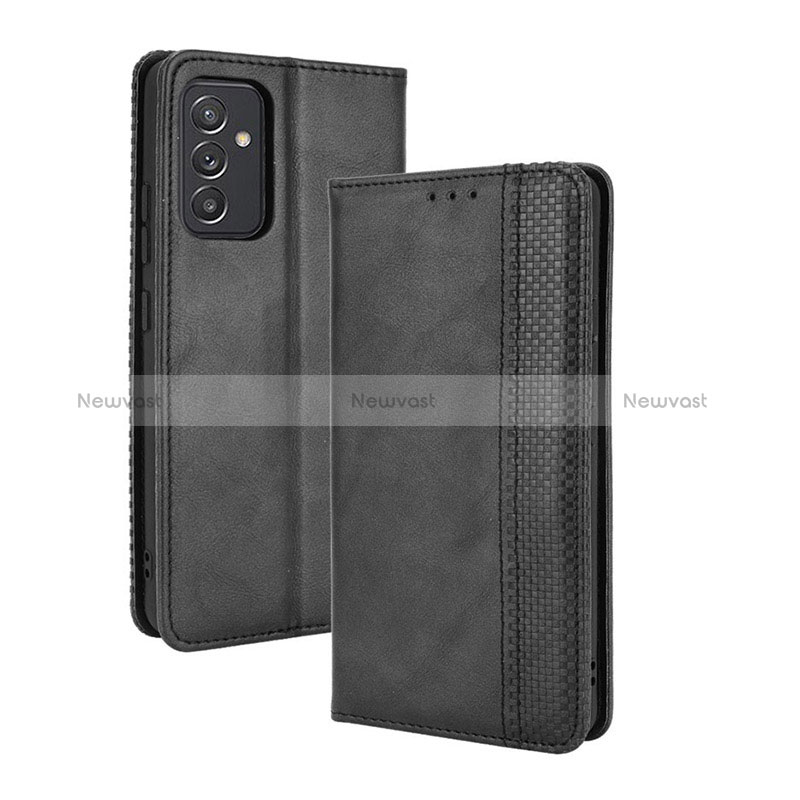 Leather Case Stands Flip Cover Holder BY4 for Samsung Galaxy A15 5G Black