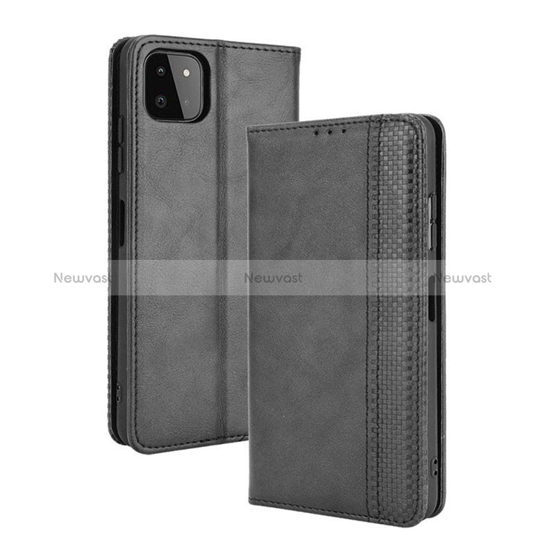 Leather Case Stands Flip Cover Holder BY4 for Samsung Galaxy A22s 5G Black