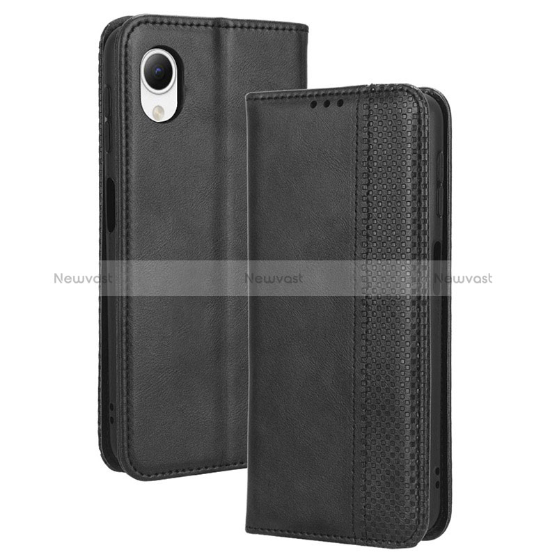 Leather Case Stands Flip Cover Holder BY4 for Samsung Galaxy A23 5G SC-56C Black