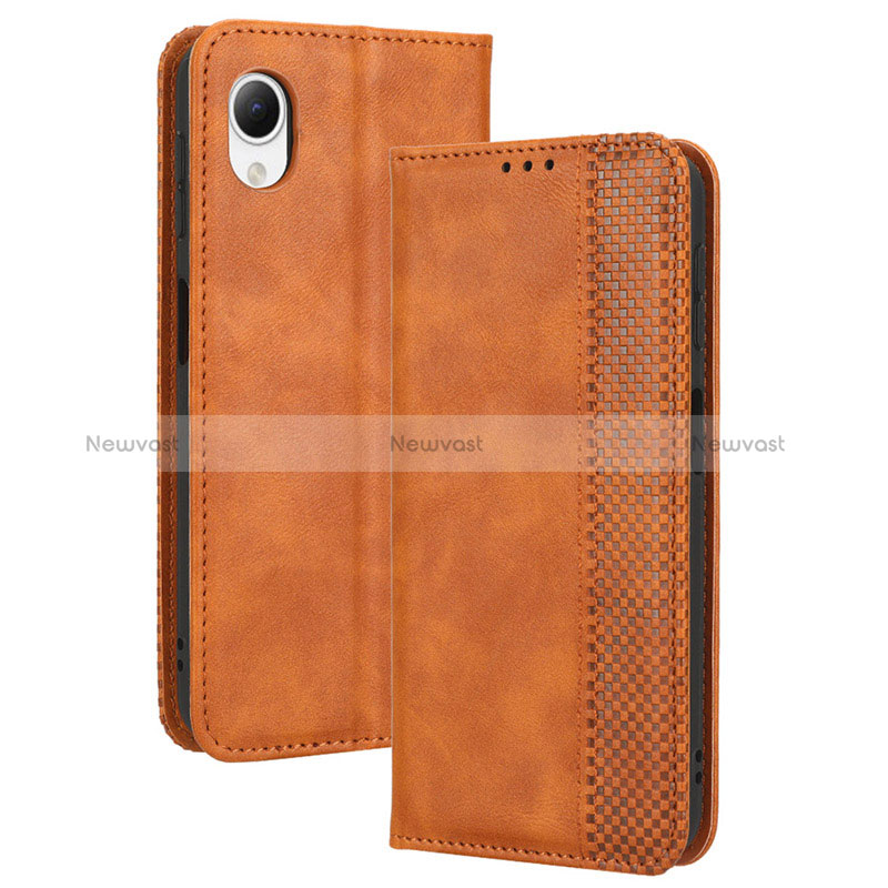 Leather Case Stands Flip Cover Holder BY4 for Samsung Galaxy A23 5G SC-56C Brown