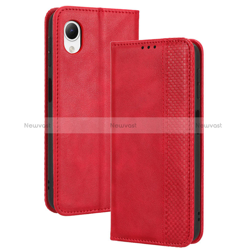 Leather Case Stands Flip Cover Holder BY4 for Samsung Galaxy A23 5G SC-56C Red