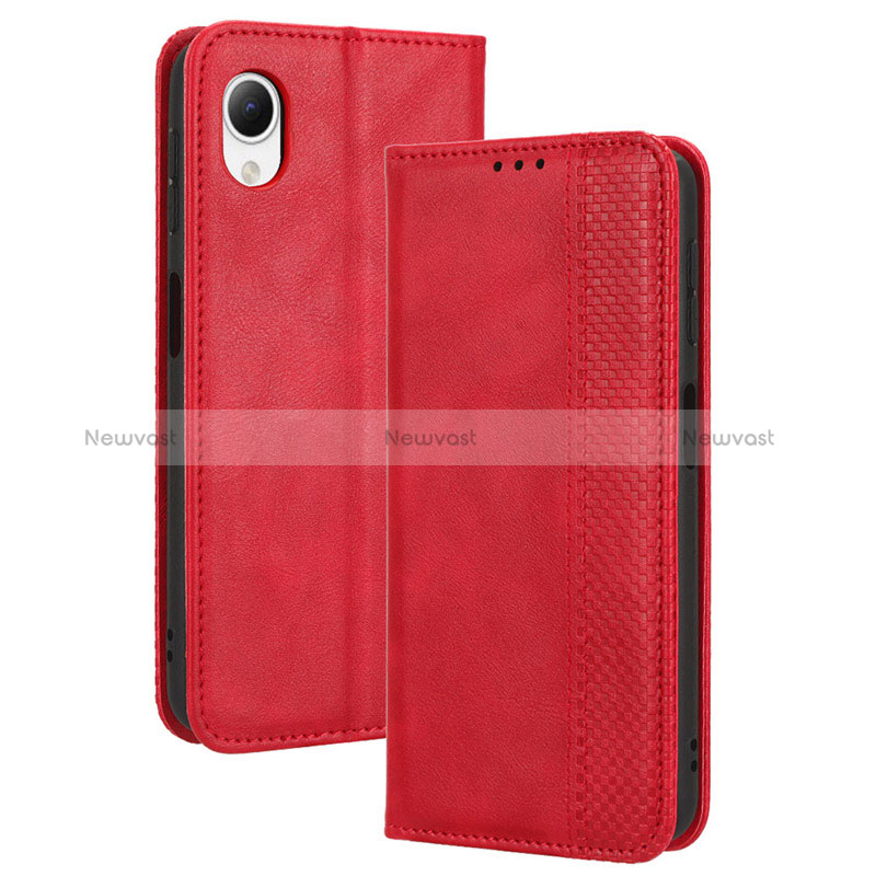 Leather Case Stands Flip Cover Holder BY4 for Samsung Galaxy A23s Red