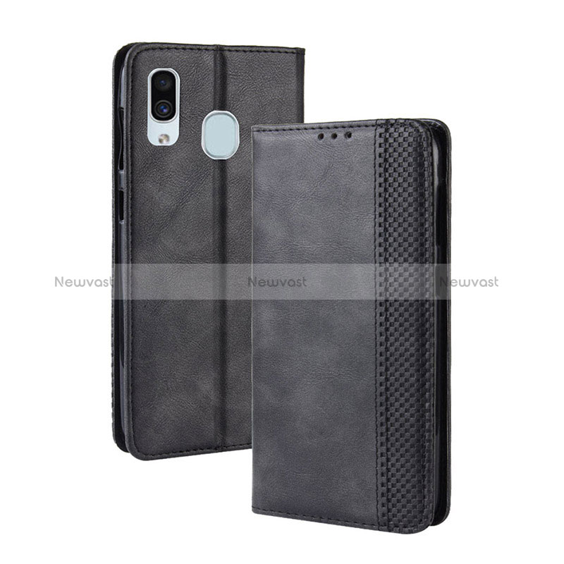 Leather Case Stands Flip Cover Holder BY4 for Samsung Galaxy A40 Black