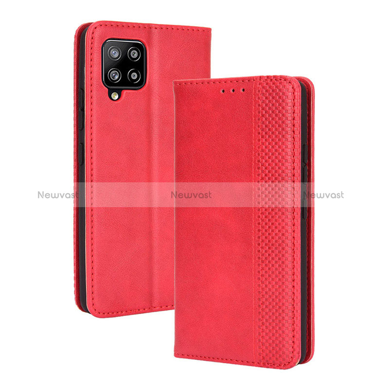 Leather Case Stands Flip Cover Holder BY4 for Samsung Galaxy A42 5G Red