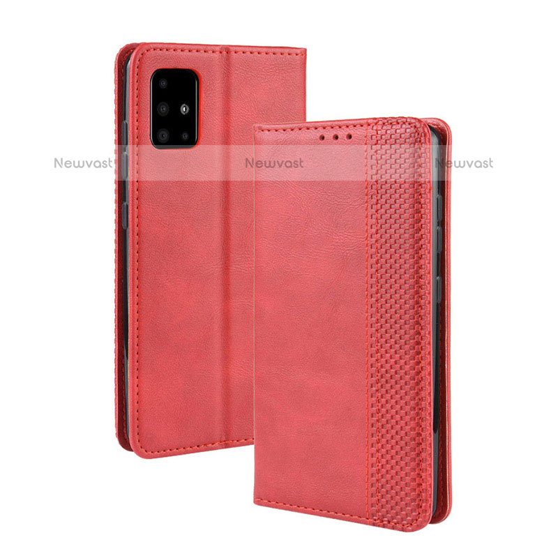 Leather Case Stands Flip Cover Holder BY4 for Samsung Galaxy A51 4G Red