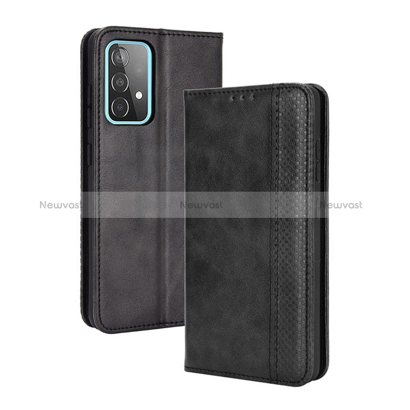 Leather Case Stands Flip Cover Holder BY4 for Samsung Galaxy A52 4G Black