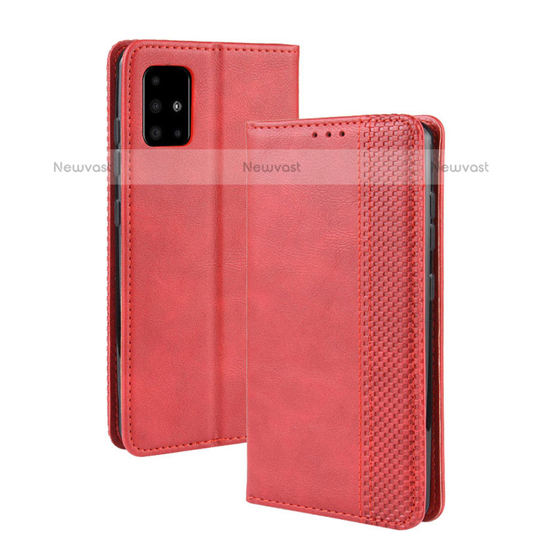 Leather Case Stands Flip Cover Holder BY4 for Samsung Galaxy A71 4G A715 Red